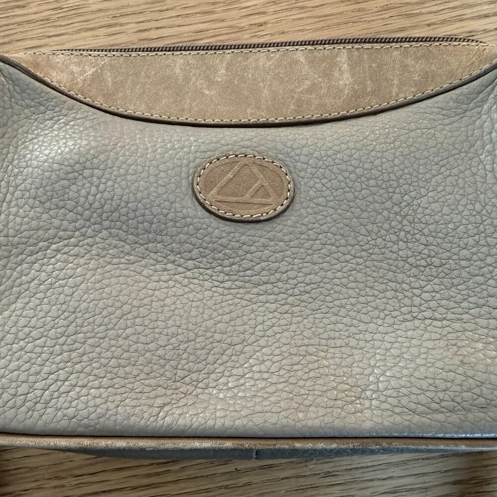 Vtg Liz Claiborne Pebbled Leather Crossbody Bag - Mushroom Taupe Grey - Picture 10 of 14